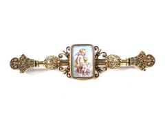 A Victorian gold and portrait miniature 'lovers' brooch.