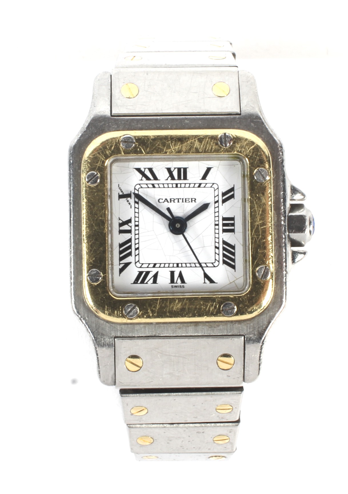 A vintage ladies Cartier Santos stainless steel and gold wristwatch. - Image 2 of 4