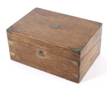 A Victorian brass bound walnut writing box.