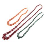 Three bead necklaces,