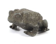 A cast metal model of a toad. Late 19th/early 20th century, naturalistically modelled, 5.