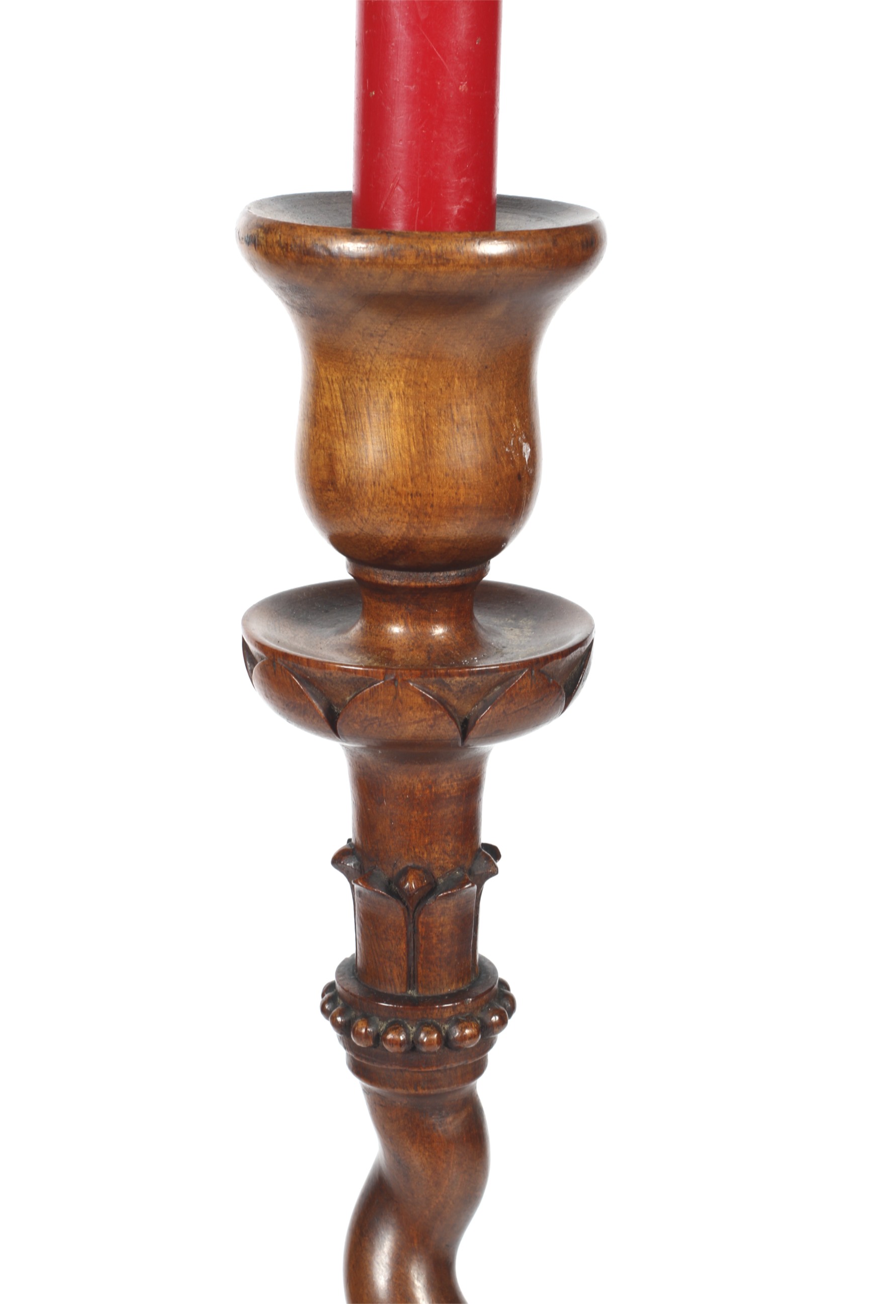 A Victorian turned walnut barley twist candle stand. - Image 2 of 3