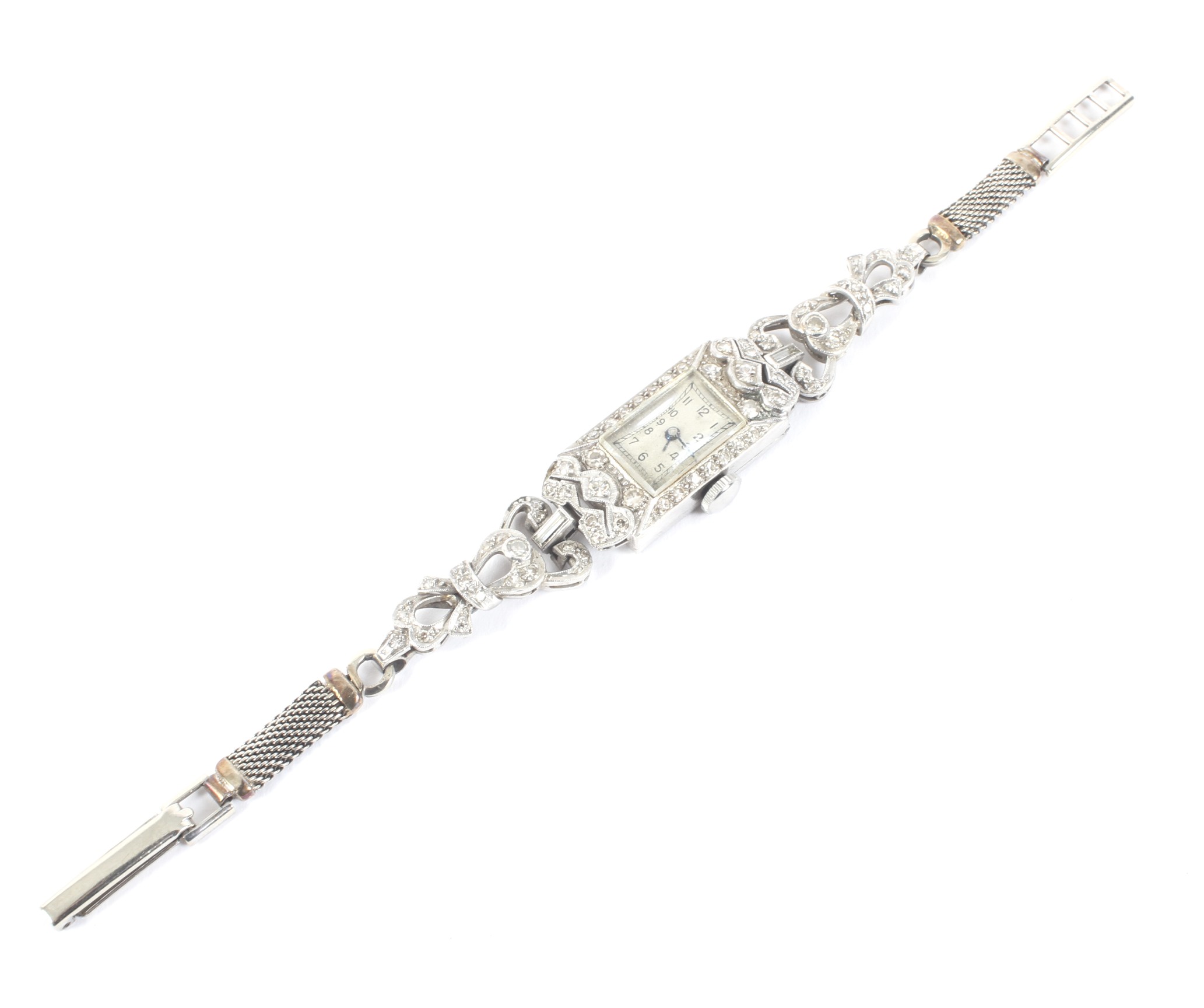 An early 20th century lady's white gold and diamond cocktail watch, circa 1935. - Image 3 of 4