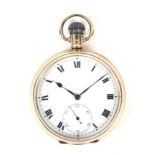 An early 20th century 9ct gold cased open face pocket watch.