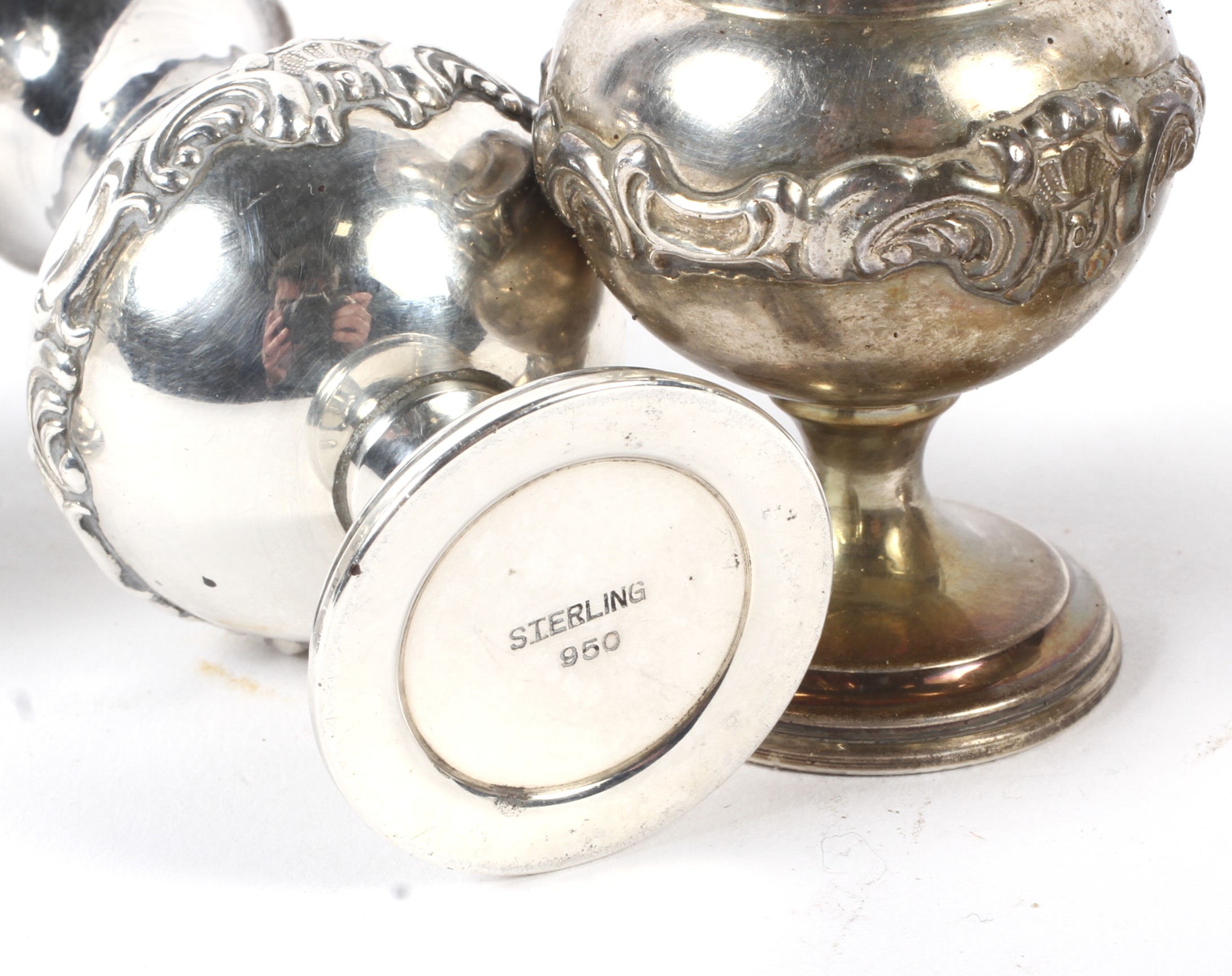 A set of four 20th century silver pepper shakers. - Image 2 of 2