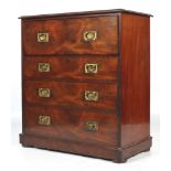 A 19th century mahogany campaign secretaire chest.