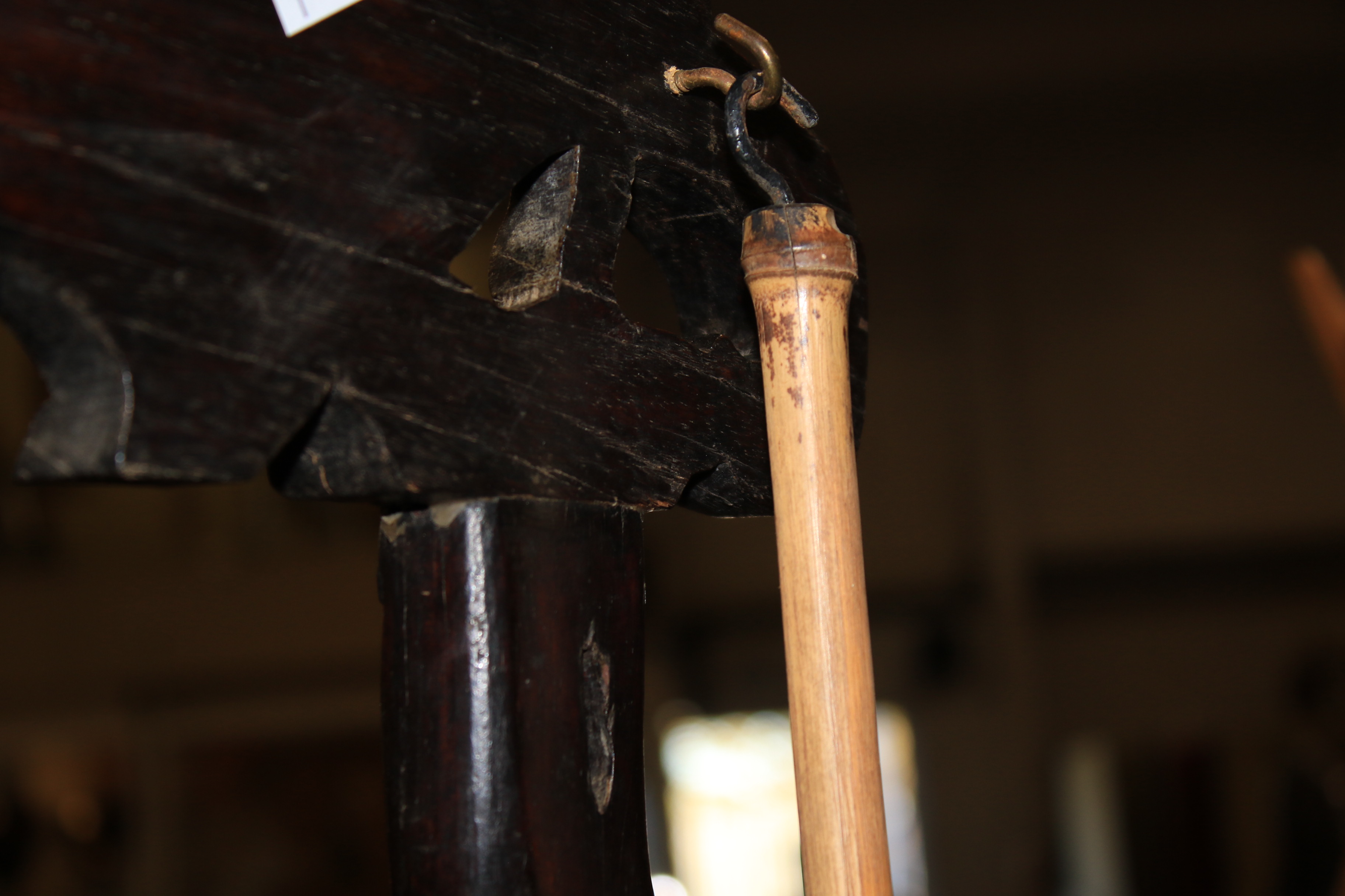 A Chinese gong raised on a carved ebonised stand. - Image 15 of 18