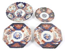 Four Asian porcelain 19th century Imari pattern dishes.