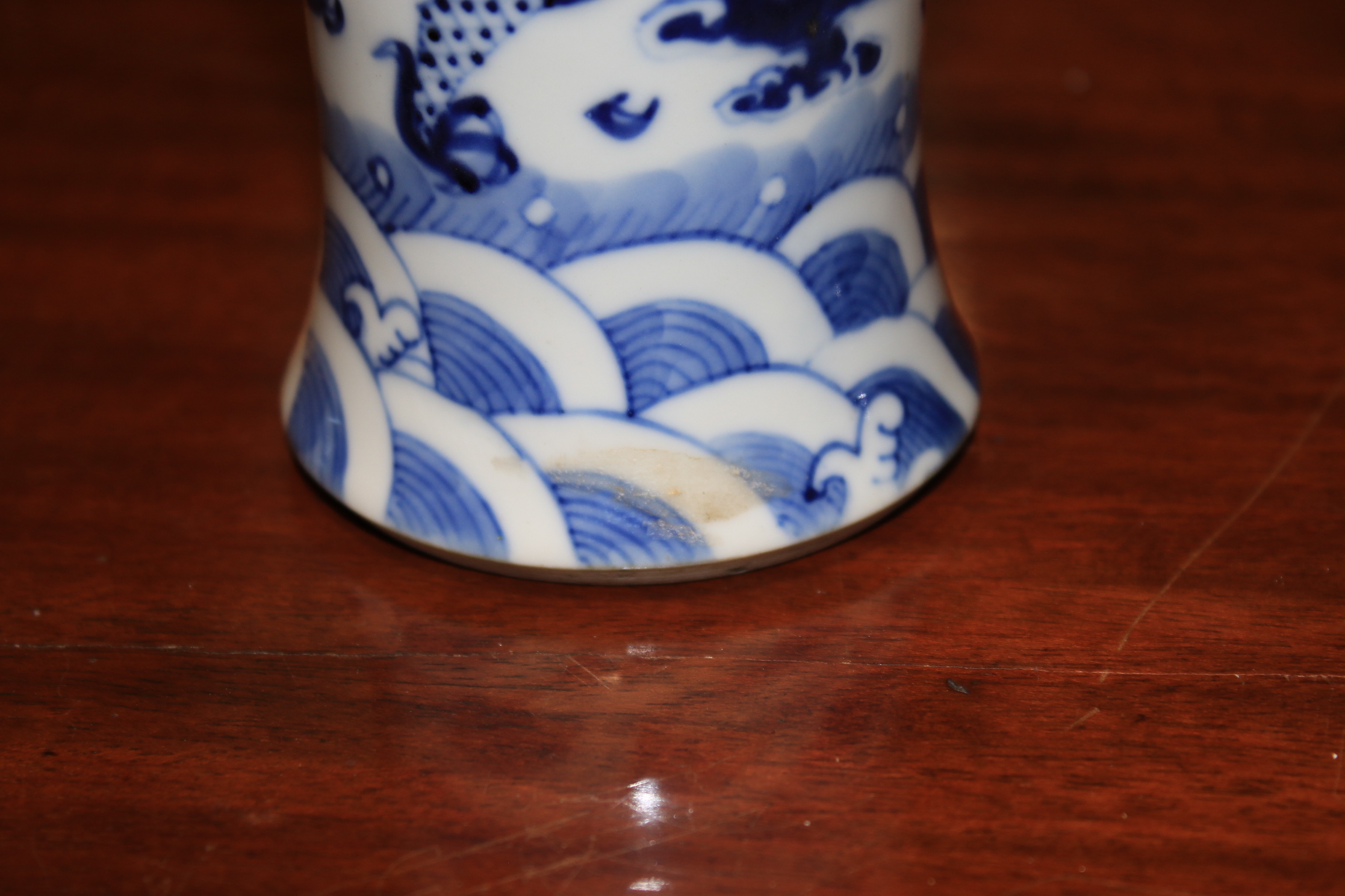 Two Chinese porcelain Qing Dynasty blue and white baluster shaped vases and covers. - Image 13 of 28