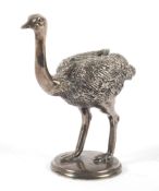 A silver-plated ostrich paper weight.