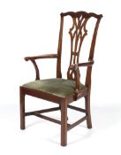 A mahogany framed Chippendale style carver chair.