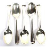 A set of five Victorian silver dessert spoons.