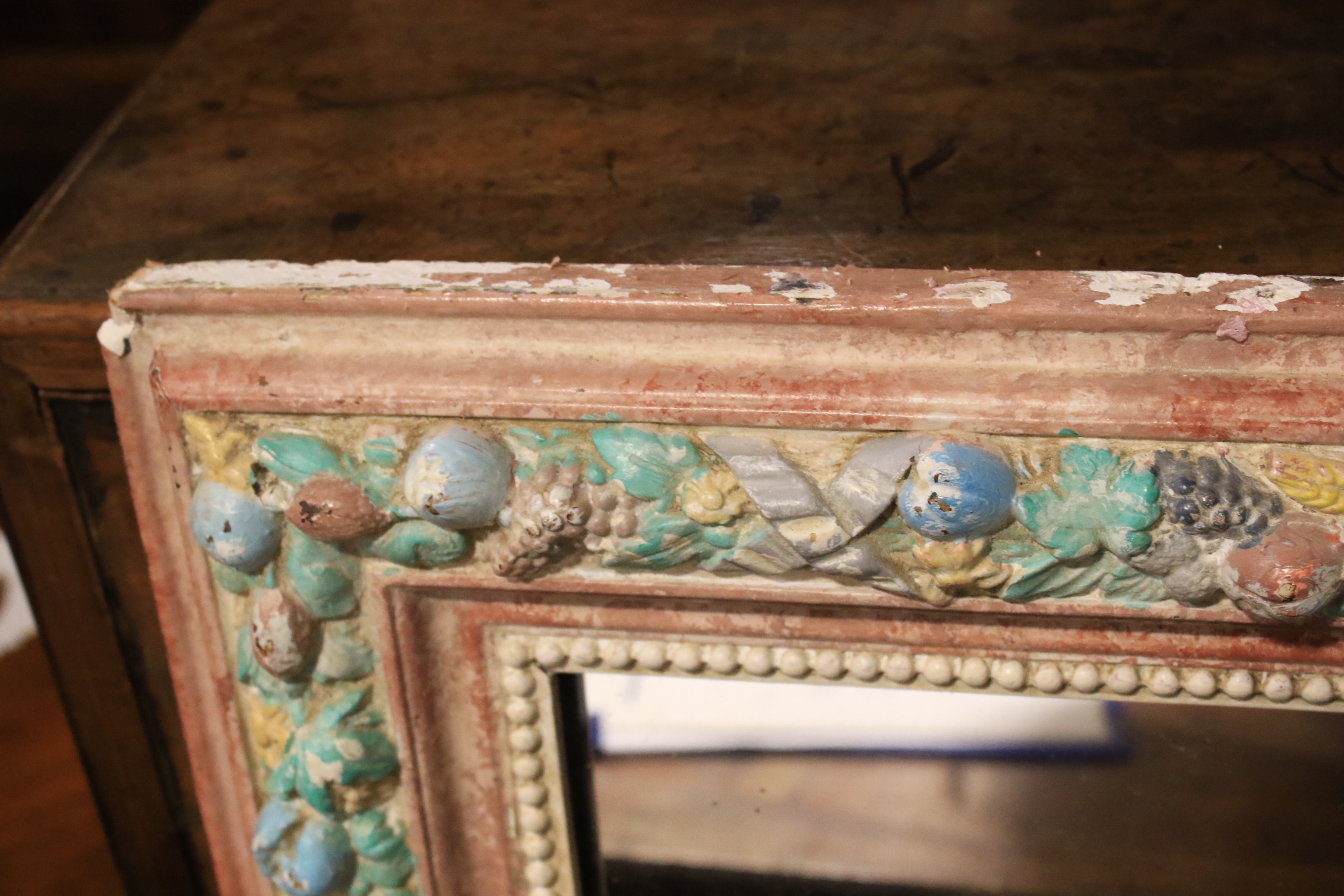 A pine and painted gesso Barbola mirror of large proportion. - Image 5 of 12