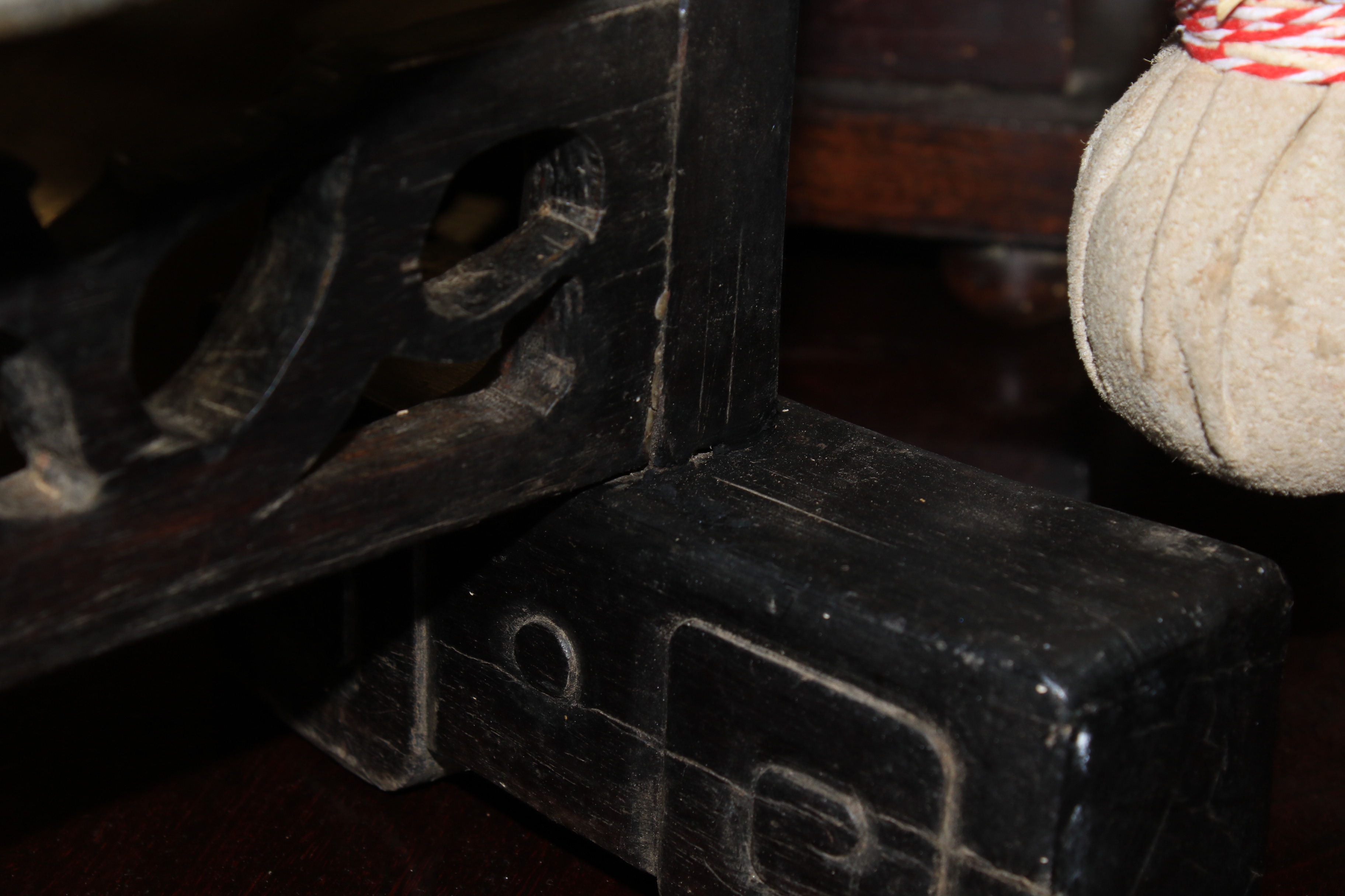 A Chinese gong raised on a carved ebonised stand. - Image 10 of 18