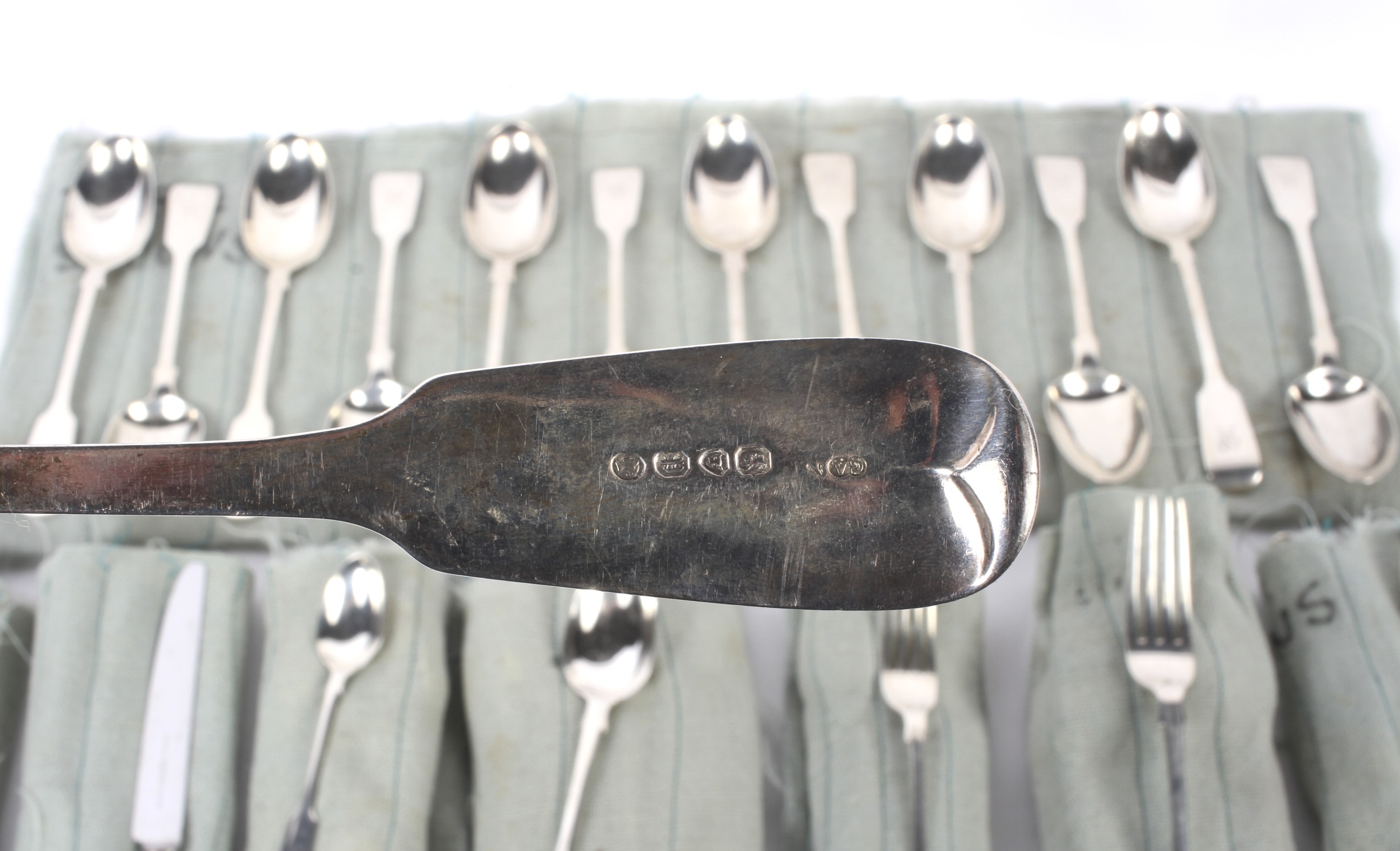 A part Victorian twelve setting canteen of cutlery. (Eleven small forks and thirteen large forks). - Image 2 of 2