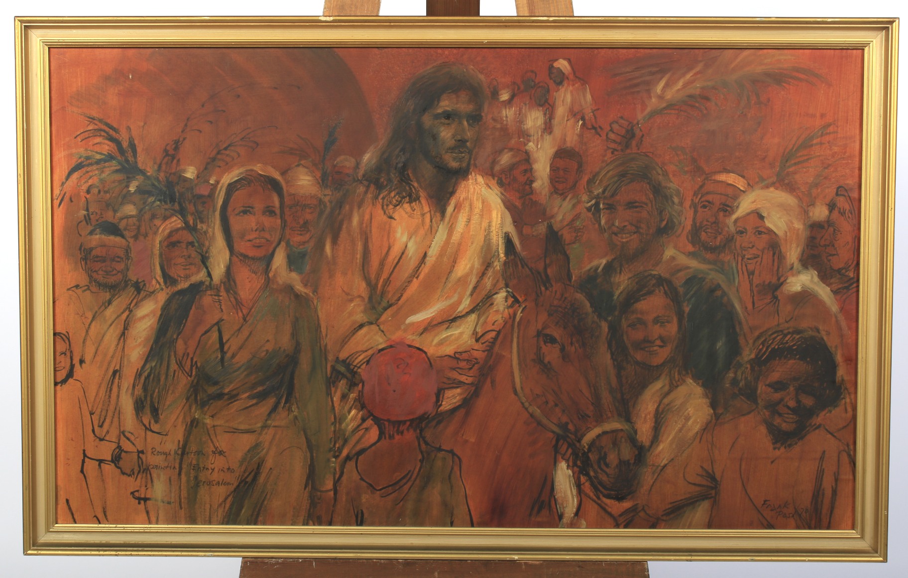 Frank Pash (Australian, 1920-1990), Rough Cartoon for Panitia 'Entry into Jerusalem', oil on board. - Image 2 of 4