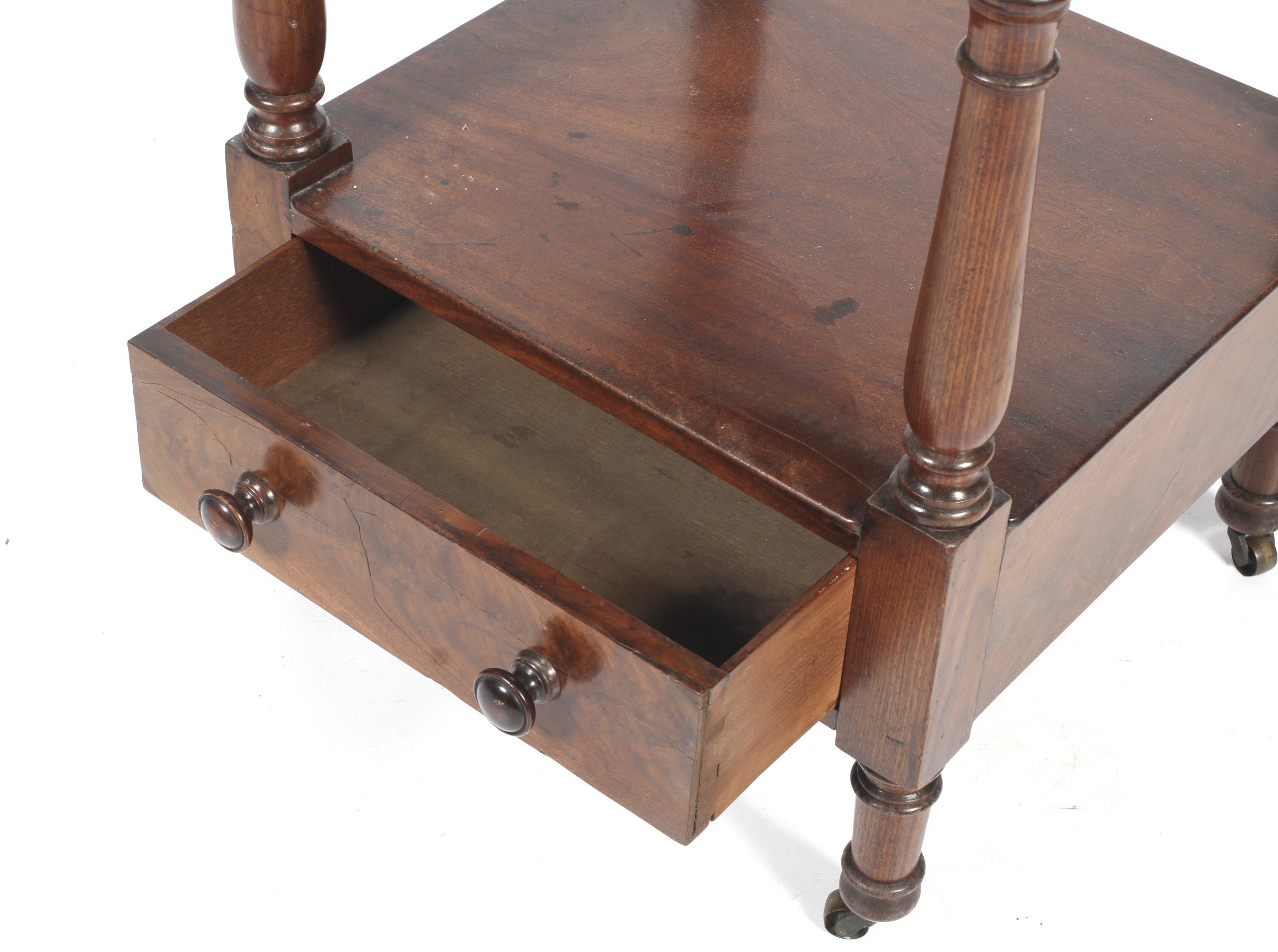 A Victorian mahogany three tiered whatnot. - Image 2 of 2