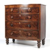 A 19th century flame mahogany bow fronted chest of drawers.