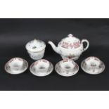 A late 18th century New Hall porcelain part tea service and an English porcelain sugar-bowl and