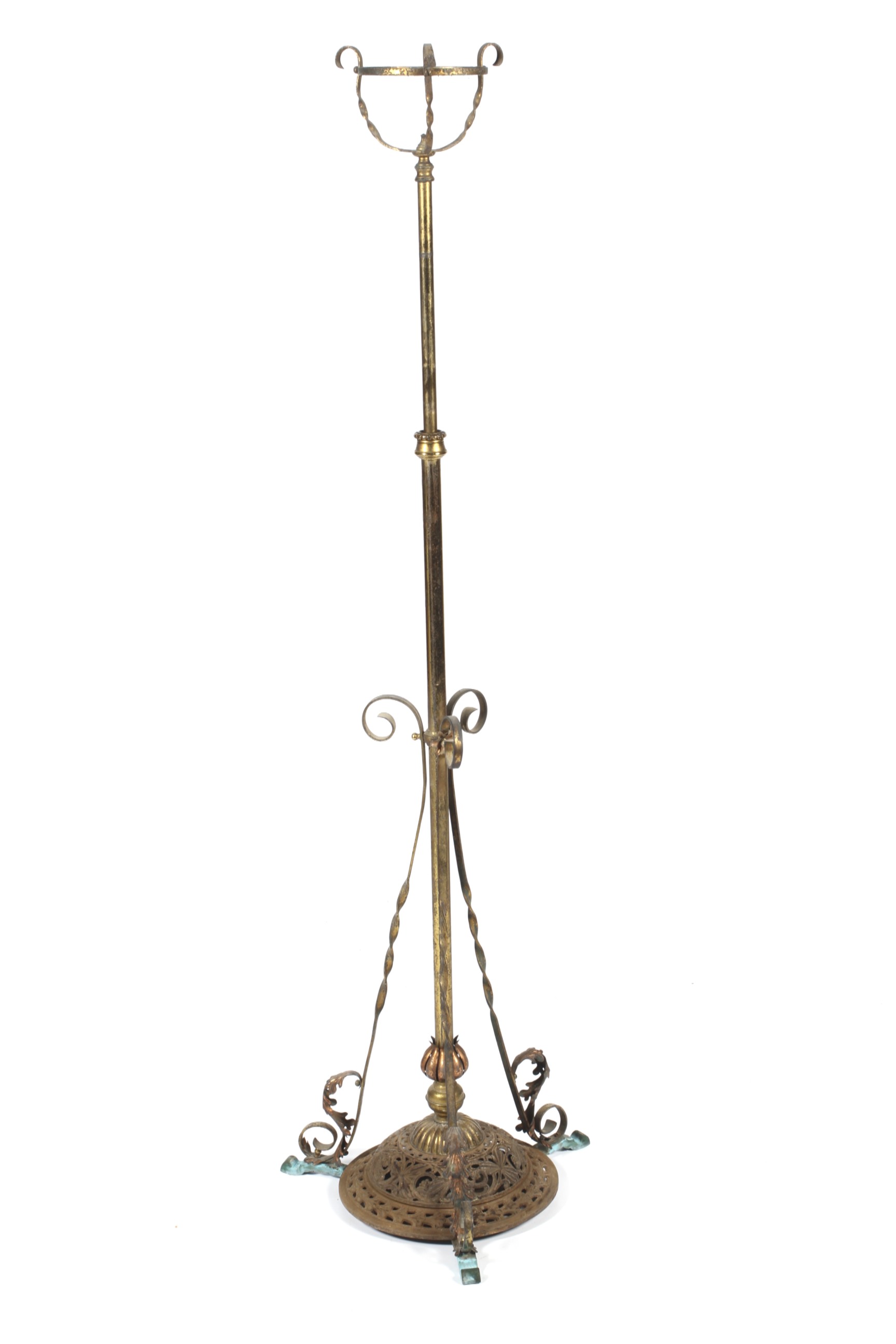 A brass oil standard lamp stand.