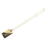 A 9ct gold and diamond rectangular 'calendar' pendant and necklace.