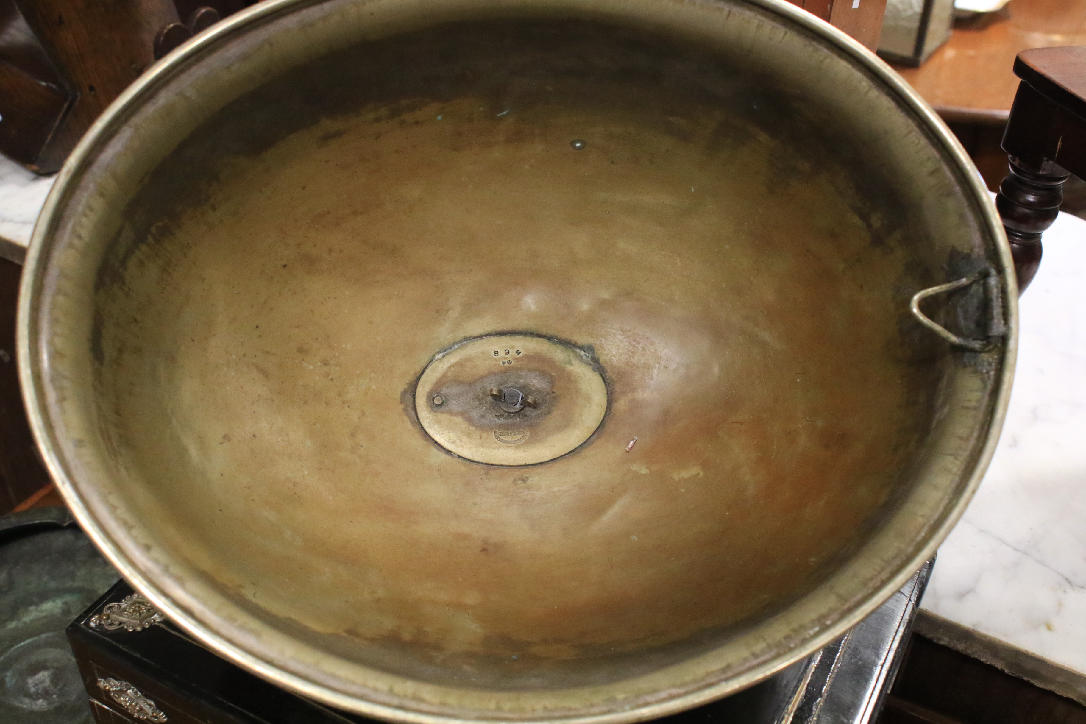 A large Edwardian silver-plated meat-dish warmer and two domed covers in sizes. - Image 10 of 23