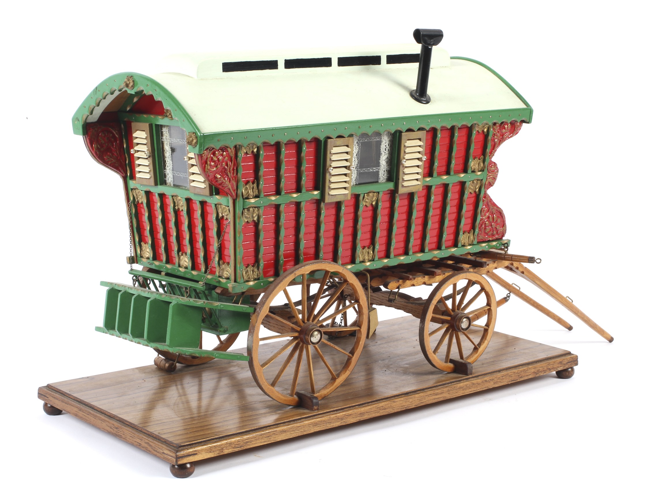 A vintage scratchbuilt model of a gypsy caravan with fitted interior. - Image 2 of 4