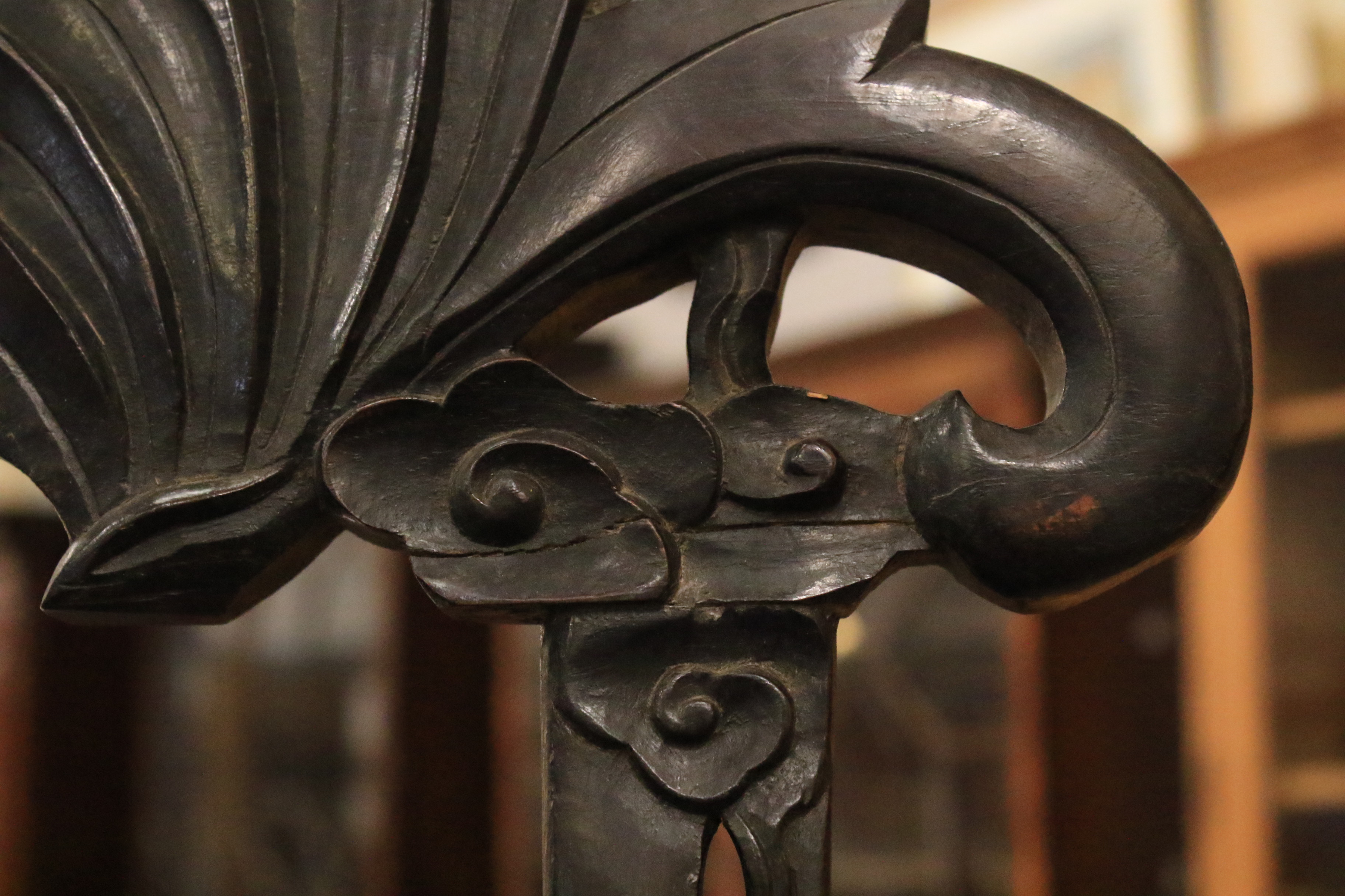 A Chinese gong raised on a carved ebonised stand. - Image 3 of 18