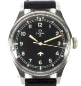 A gentleman's stainless steel Omega British Military issue RAF 1953 Omega wristwatch.
