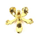 A Far Eastern gold-plated 'Orchid' brooch/pendant. Marked 'Risis', approx. 76mm overall.