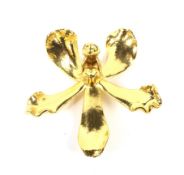 A Far Eastern gold-plated 'Orchid' brooch/pendant. Marked 'Risis', approx. 76mm overall.
