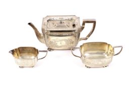 A 20th century silver three piece tea set.