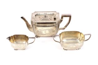 A 20th century silver three piece tea set.