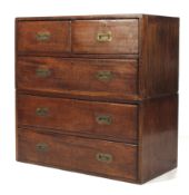 A 19th century mahogany two section campaign chest of drawers.