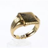 A 9ct gold square signet ring.