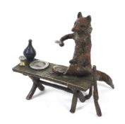 A Viennese cold-painted bronze model of a fox by Franz Bergman, early 20th century.