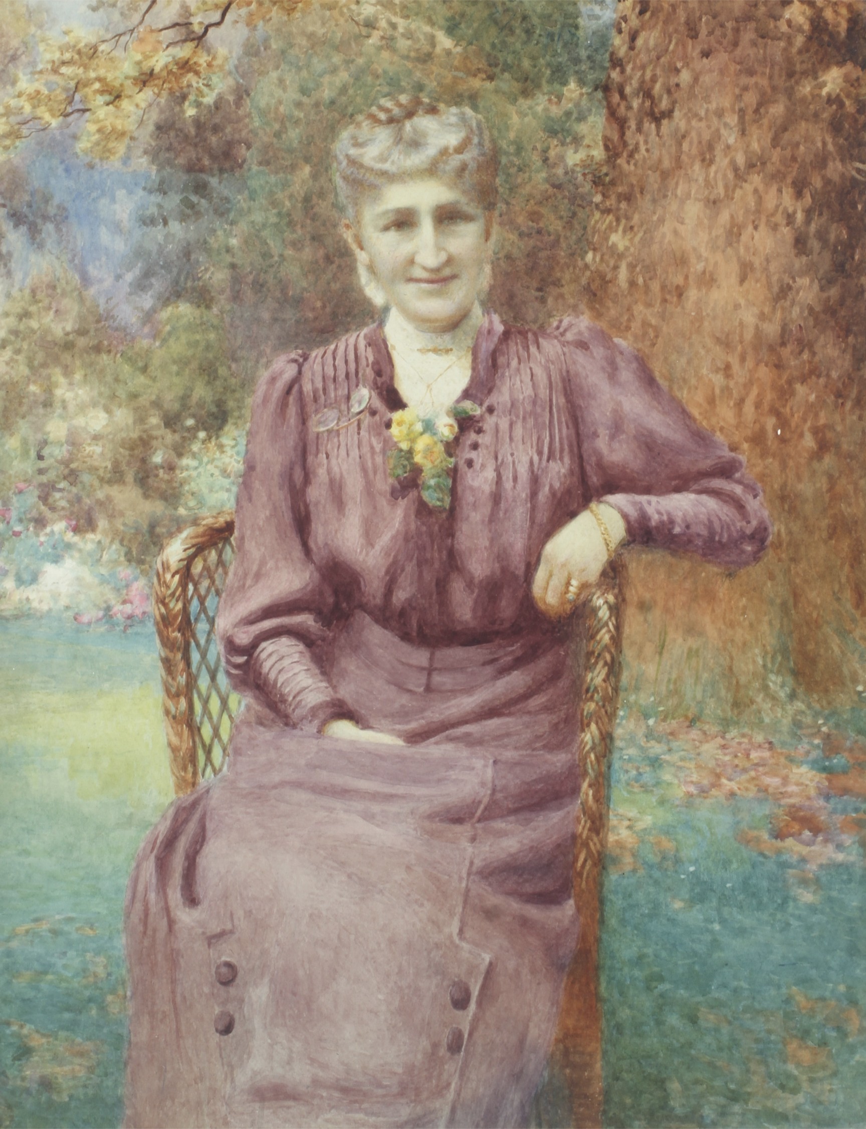 An Edwardian watercolour portrait of a lady.