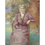 An Edwardian watercolour portrait of a lady.