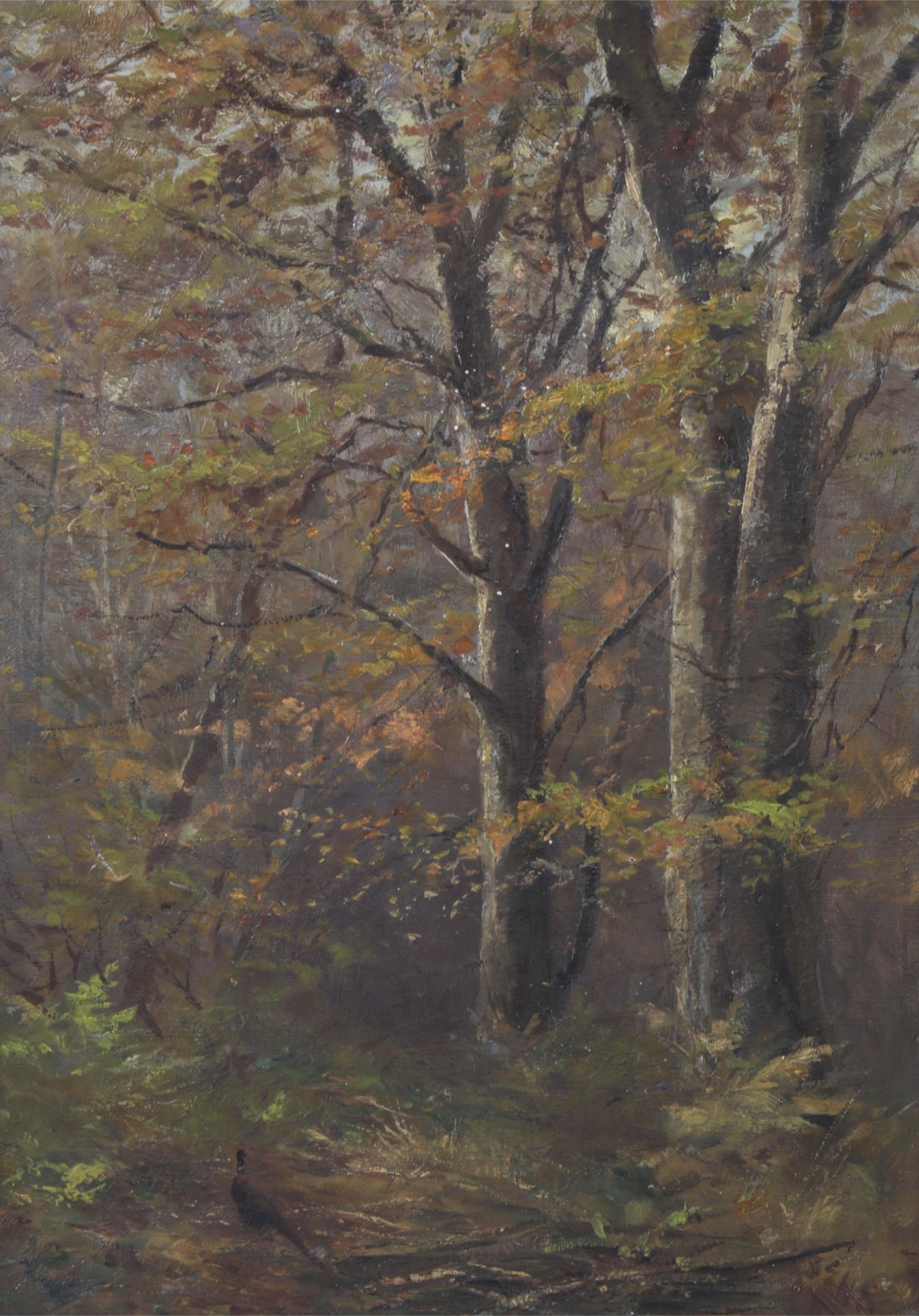 Attributed to Ernest Herman Elhers (1858-1943), Autumn Woods, oil on board.