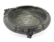 A Chinese late Qing Dynasty bronze lobed circular bowl or jardiniere.