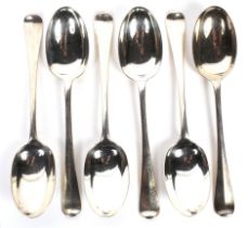 A set of six Victorian silver serving spoons.