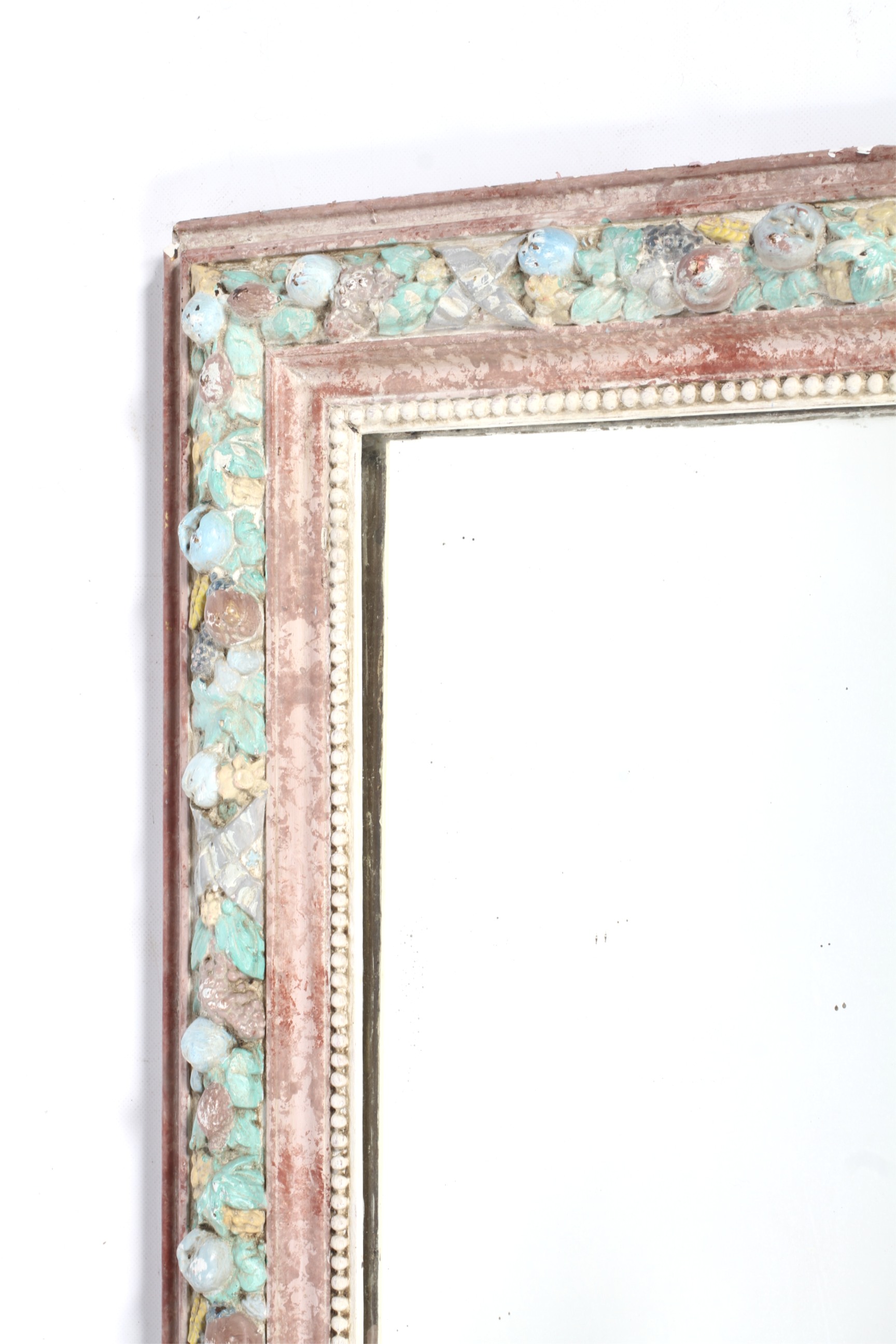 A pine and painted gesso Barbola mirror of large proportion. - Image 2 of 12