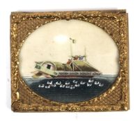 A late 19th century Chinese small framed painting on rice paper.