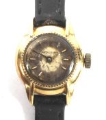 A ladies 18ct gold cased manual wind Movado wristwatch.