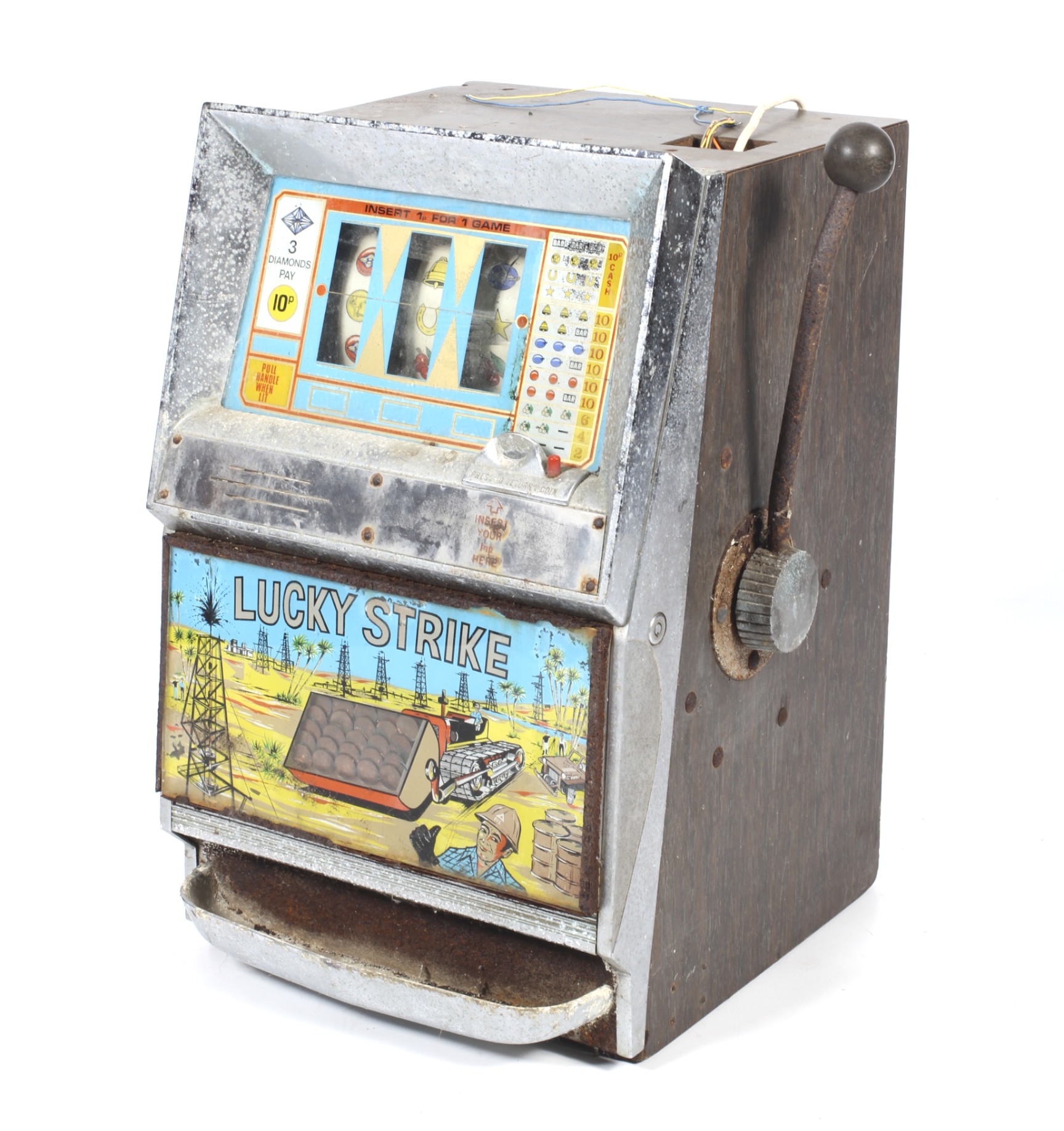 A mid-century one-armed bandit Lucky Strike fruit machine.