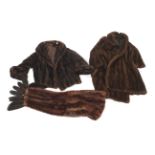 Two ladies mink coats and a mink stole, circa 1960s.