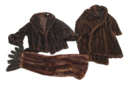 Two ladies mink coats and a mink stole, circa 1960s.