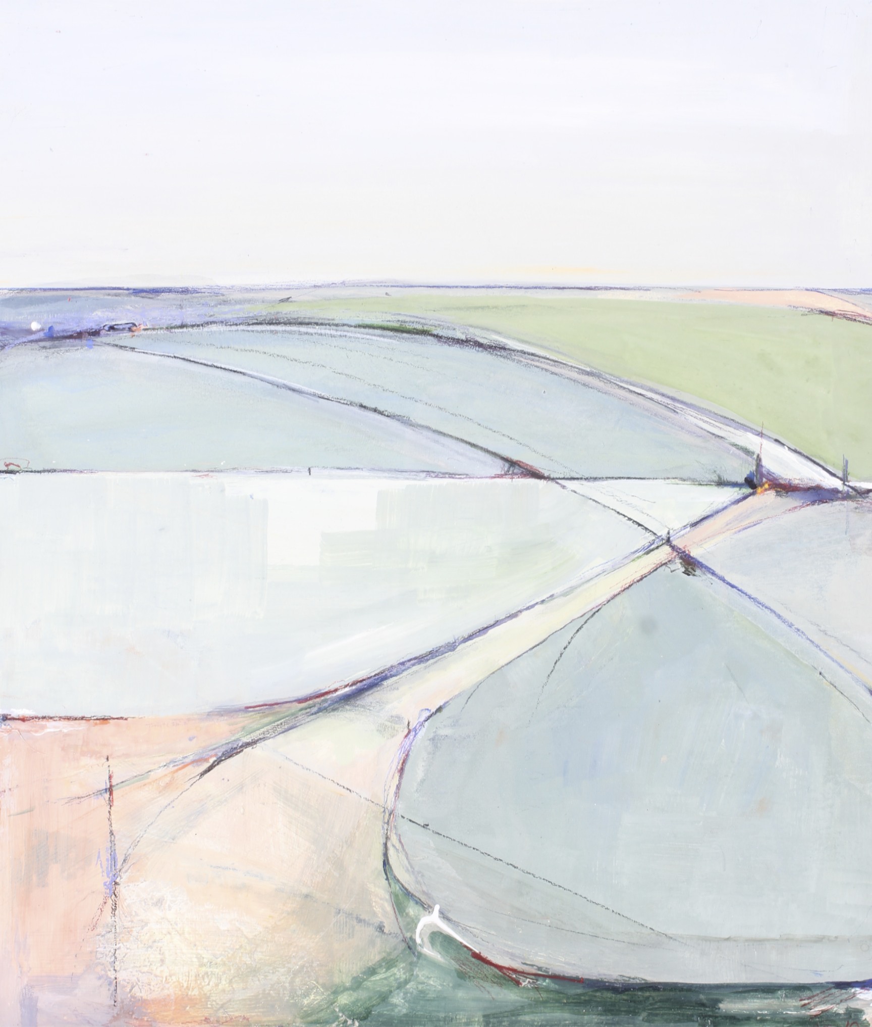 Amanda Ralfe (British, 21st Century), Ridgeway Landscape, mixed media. Signed lower right.