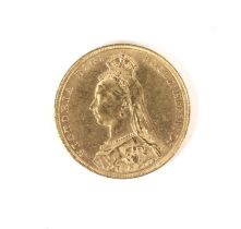 A Victorian gold sovereign 1890 coin