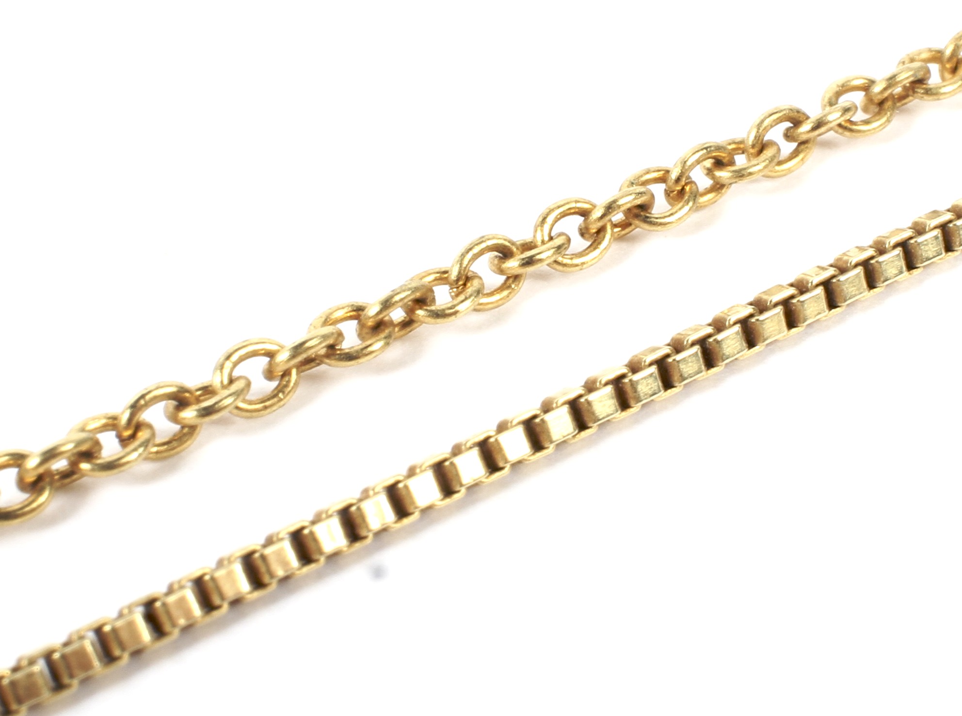 A modern Continental box link necklace stamped '14Kt'. - Image 2 of 2